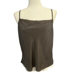 Anne Klein II petites womens 100% silk cami top Size 12P Y2K  grey white NEW tag